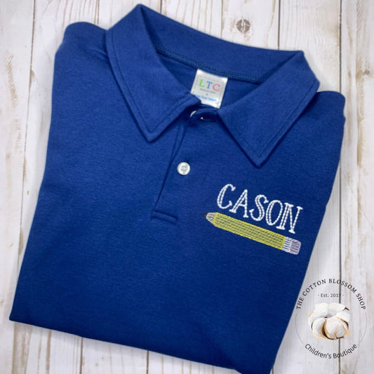 Boys back to school polo shirt, first day of school polo shirt, boys back to school sketch design shirt, boys school polo shirt