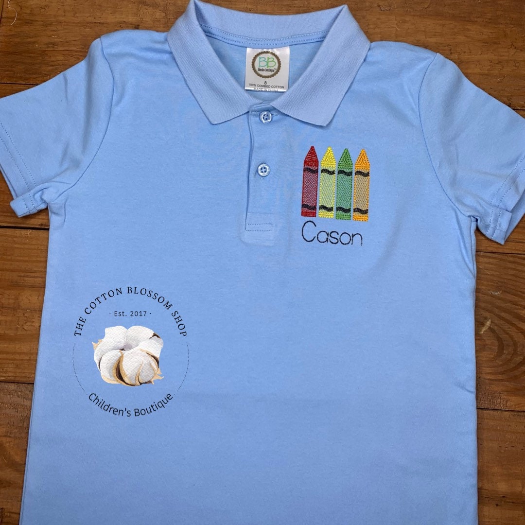 Boys back to school polo shirt, first day of school polo shirt, boys back to school sketch design shirt, boys school polo shirt, light blue