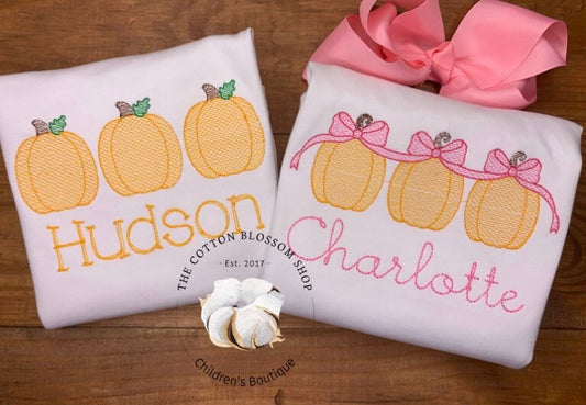 Matching monogrammed pumpkin shirt set, sibling shirt set, monogrammed pumpkin Shirt, matching fall pumpkin halloween shirts
