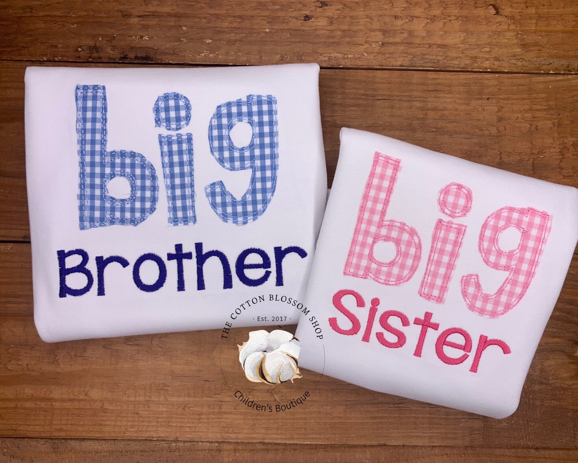 Brother and sister matching shirts, sibling shirts, big brother shirt, big sister shirt, embroidered, applique shirts, gingham