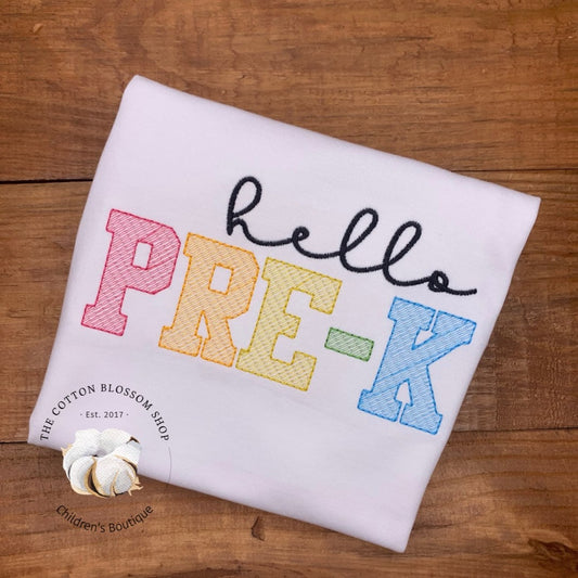 Hello PreK shirt, preschool shirt, first day of school shirt, back to school shirt, girls shirt, pre-k