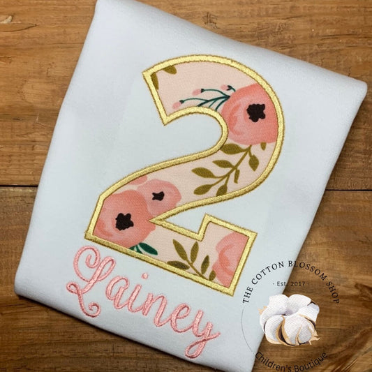pink and gold floral birthday shirt, pink flower birthday shirt, shabby chic floral birthday shirt, pink, gold, floral, flowers,2nd birthday