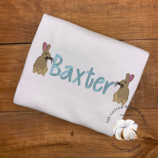 Personalized boys easter bunnies applique shirt, boys easter bunny shirt