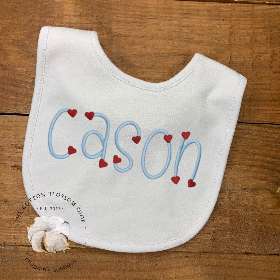 Baby boys Valentine’s Day Bib, boys bib, newborn monogrammed bib, embroidered monogram bib, baby shower gift, monogrammed valentines bib