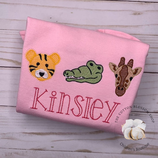 Girls Zoo Shirt, monogrammed zoo shirt, embroidered zoo shirt, going to the zoo