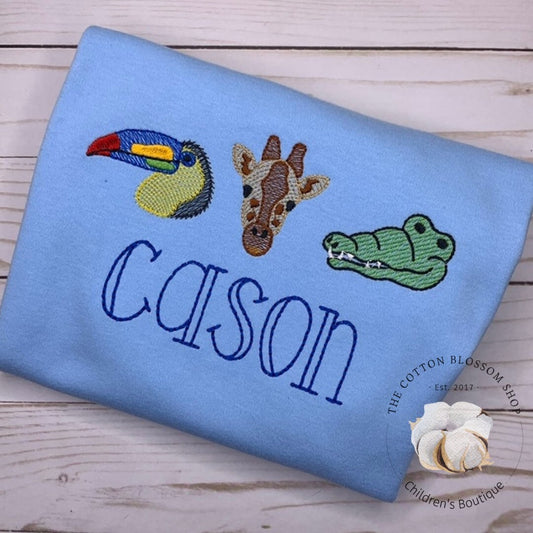 Boys Zoo Shirt, monogrammed zoo shirt, embroidered zoo shirt, going to the zoo