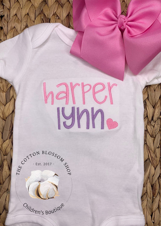 Baby Girls Coming home outfit, monogrammed shirt, big sister shirt, personalized name shirt, baby shower gift, first day shirt