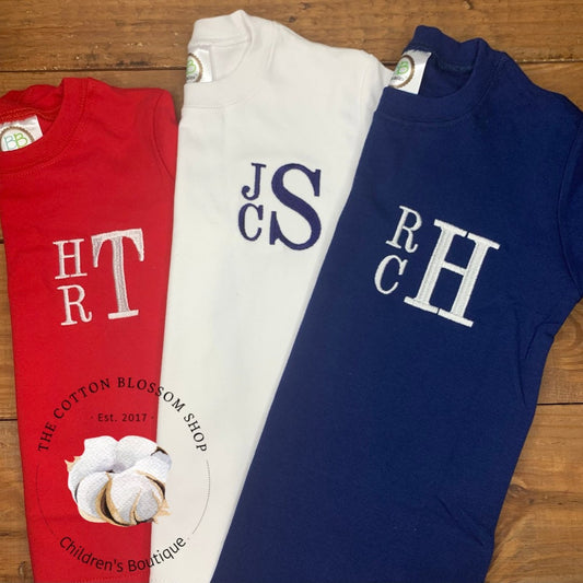 Boys Monogrammed shirt, personalized shirt, boys stacked monogram shirt, boys summer shirt, boys 4th of July shirt, patriotic shirt