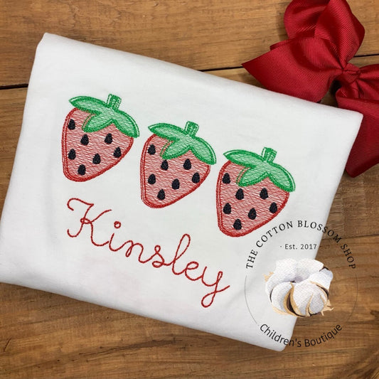 Girls monogrammed strawberry birthday shirt, first birthday shirt, strawberry birthday shirt, strawberry shirt