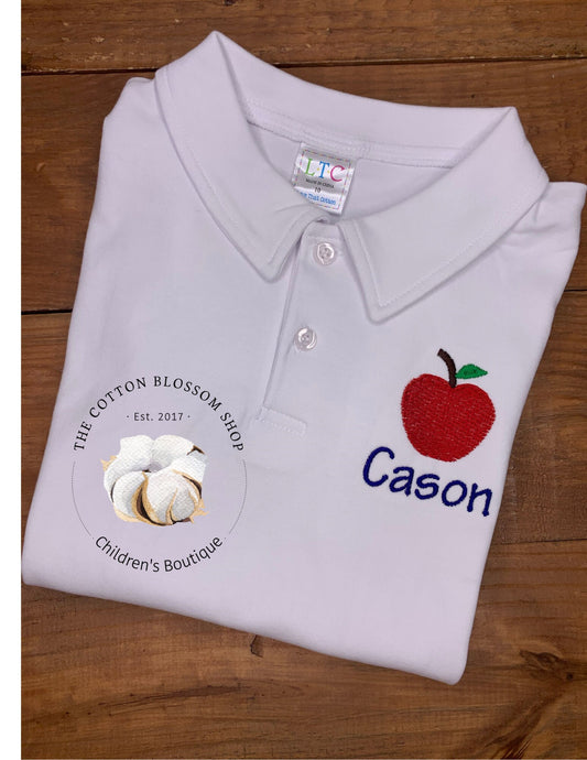 Boys back to school polo shirt, first day of school polo shirt, boys back to school apple shirt, boys school polo shirt