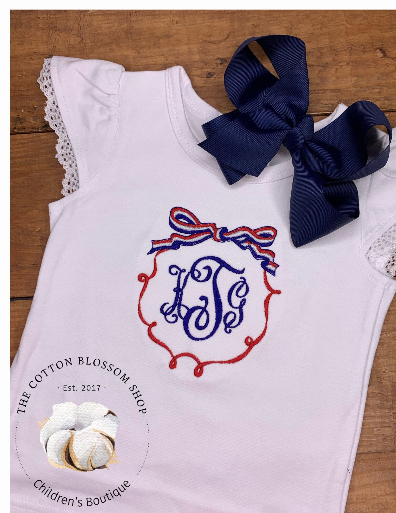 Girls monogrammed patriotic shirt, girls monogrammed 4th of July shirt, flutter sleeve, patriotic shirt