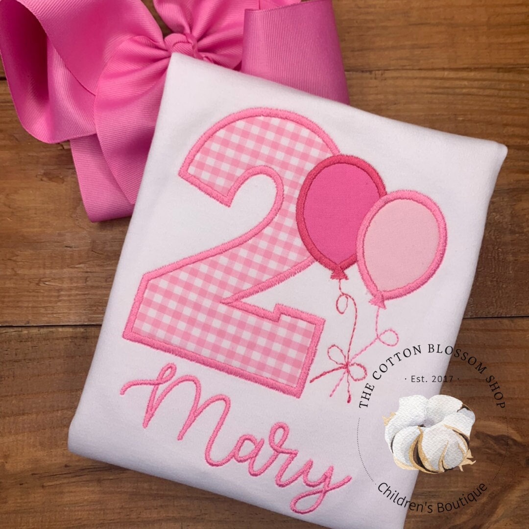 Girls Two birthday shirt, 2 year old birthday outfit, girls birthday two shirt, gingham birthday shirt, two shirt, birthday, pink