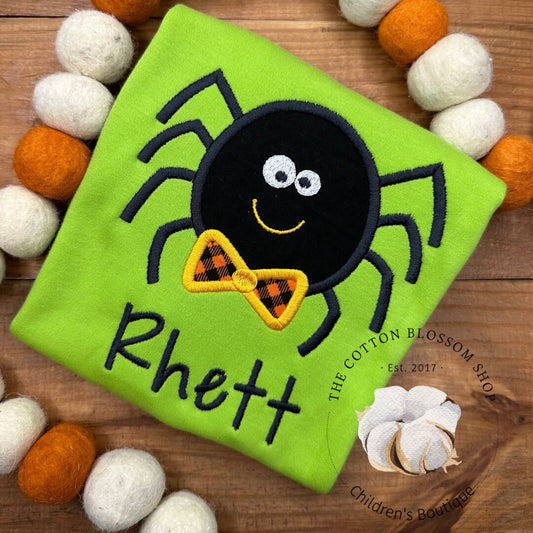 Boys halloween shirt, halloween applique shirt, spider shirt, boys monogrammed pumpkin shirt, monster shirt, ghost shirt