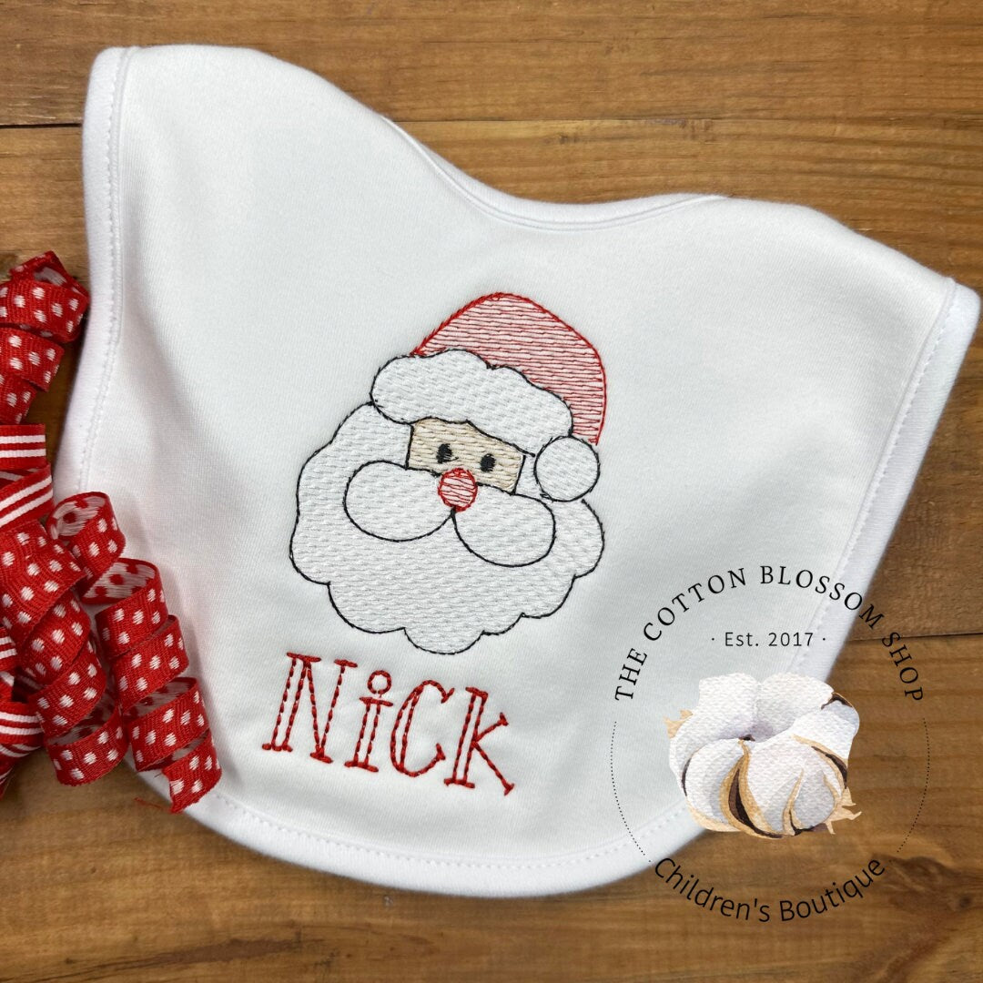 Santa bib, Christmas bib, monogrammed bib
